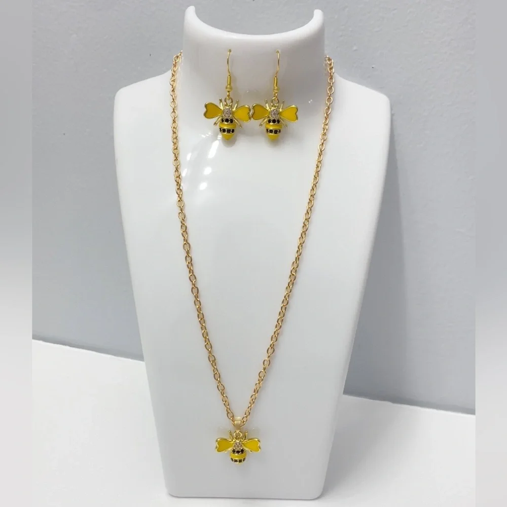 Yellow Bee Necklace and Earring Set 🐝💛 - Picture 1 of 4